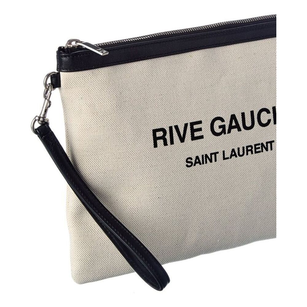 Saint Laurent Rive Gauche Canvas Zippered Pouch - Picture 4 of 5